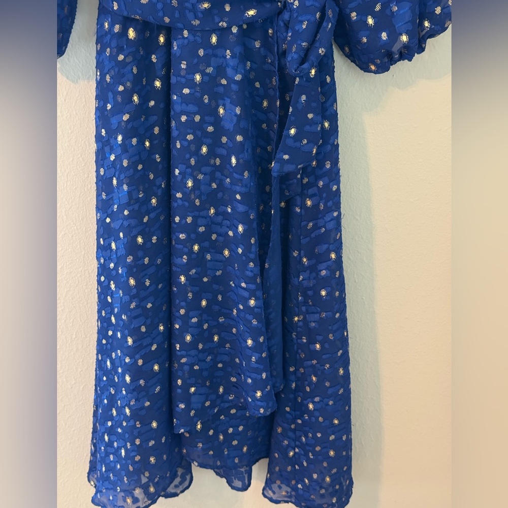 DKNY Women’s Royal Blue Dress with Gold Accents PTP 16” - Picture 4 of 12